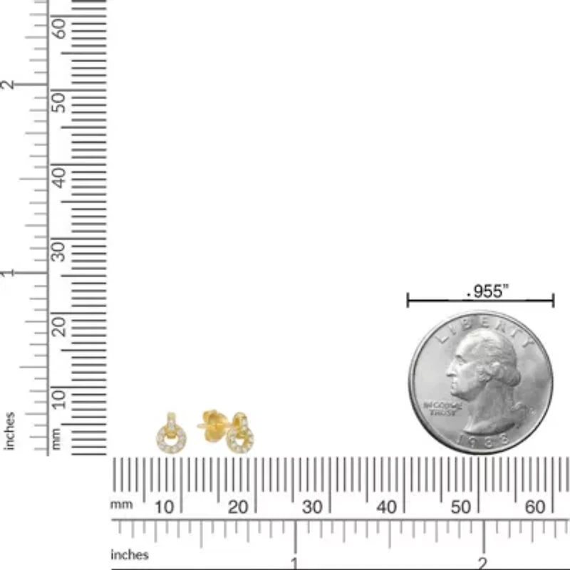 Lab Created 18k Gold Plated Silver 1/10 CTTW Lab Grown Diamond Circle Earrings