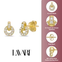 Lab Created 18k Gold Plated Silver 1/10 CTTW Lab Grown Diamond Circle Earrings