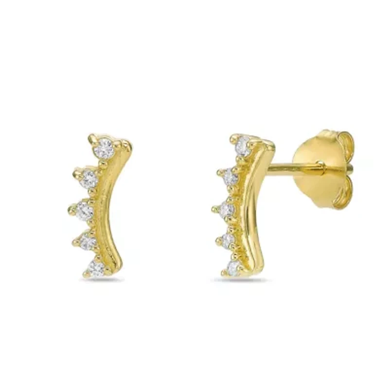 Lab Created 18k Gold Plated Silver 1/10 CTTW Lab Grown Diamond Crawler Earrings
