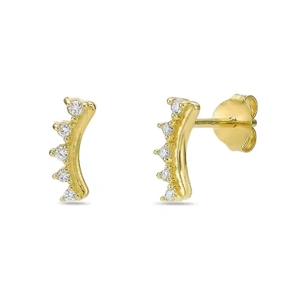 Lab Created 18k Gold Plated Silver 1/10 CTTW Lab Grown Diamond Crawler Earrings