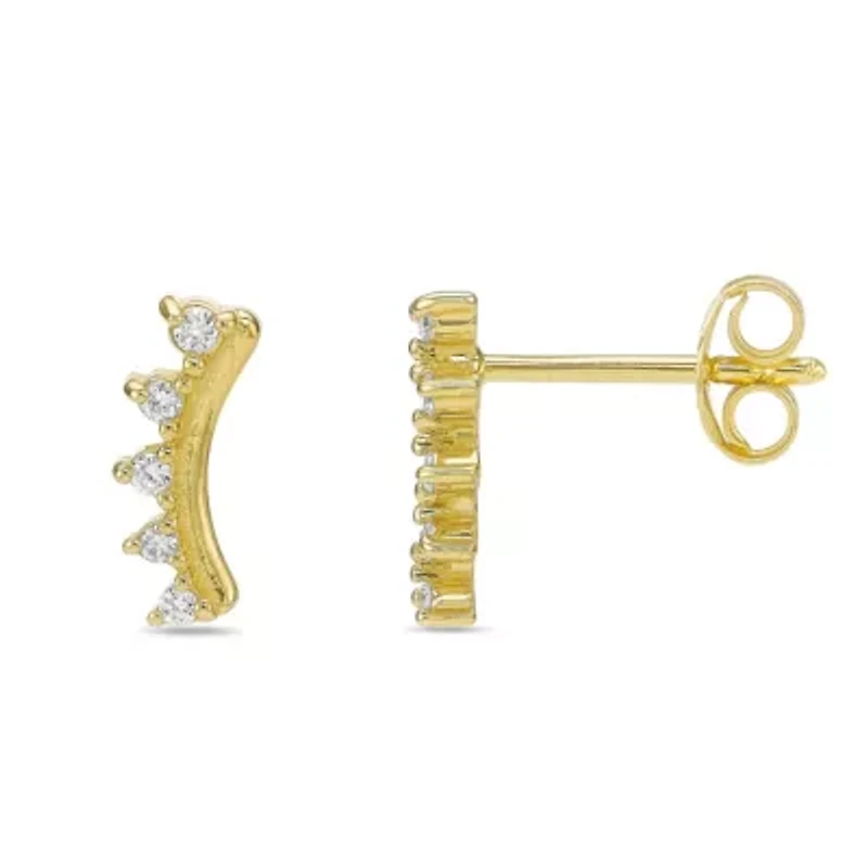 Lab Created 18k Gold Plated Silver 1/10 CTTW Lab Grown Diamond Crawler Earrings