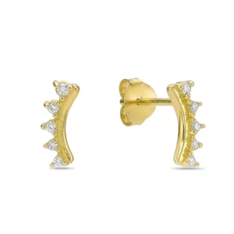 Lab Created 18k Gold Plated Silver 1/10 CTTW Lab Grown Diamond Crawler Earrings