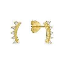 Lab Created 18k Gold Plated Silver 1/10 CTTW Lab Grown Diamond Crawler Earrings