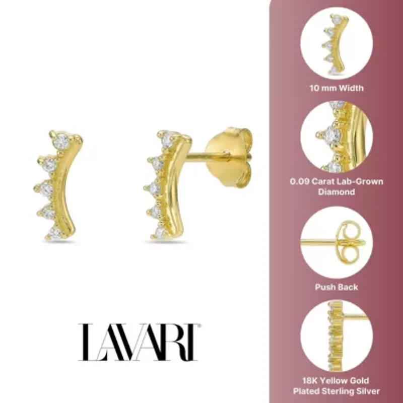 Lab Created 18k Gold Plated Silver 1/10 CTTW Lab Grown Diamond Crawler Earrings