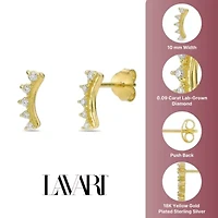 Lab Created 18k Gold Plated Silver 1/10 CTTW Lab Grown Diamond Crawler Earrings