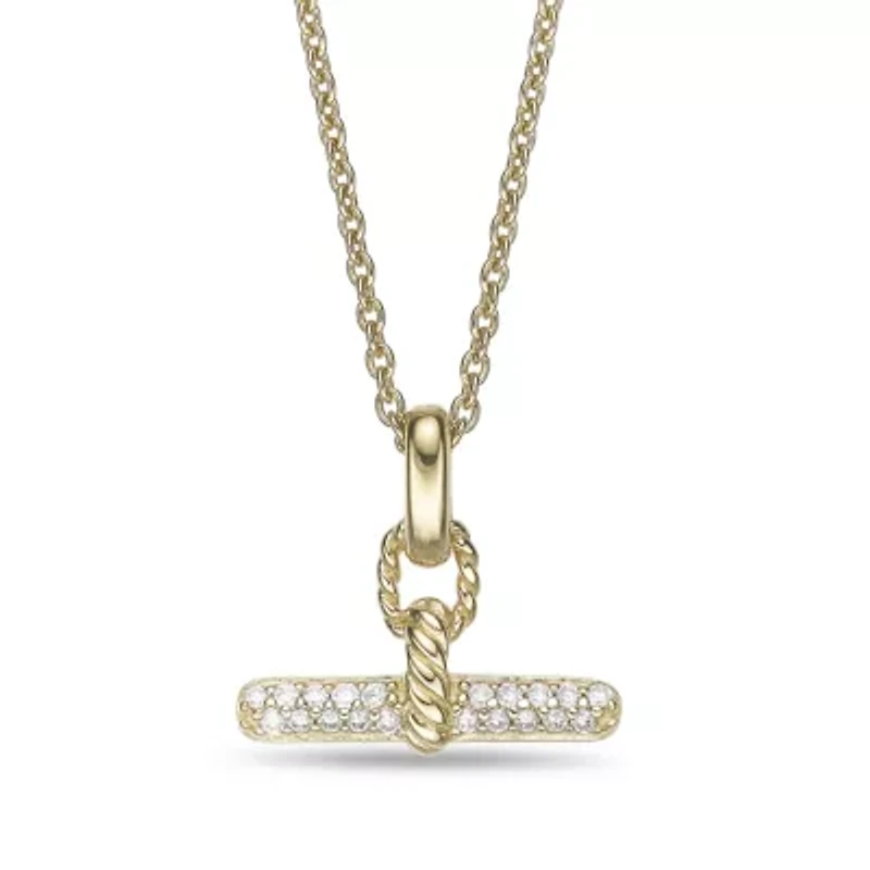 Lab Created 18k Gold Plated Sterling Silver 1/8 cttw. Lab Grown Diamond Toggle Pendan Necklace