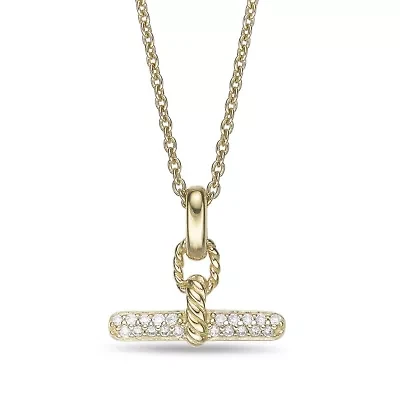 Lab Created 18k Gold Plated Sterling Silver 1/8 cttw. Lab Grown Diamond Toggle Pendan Necklace