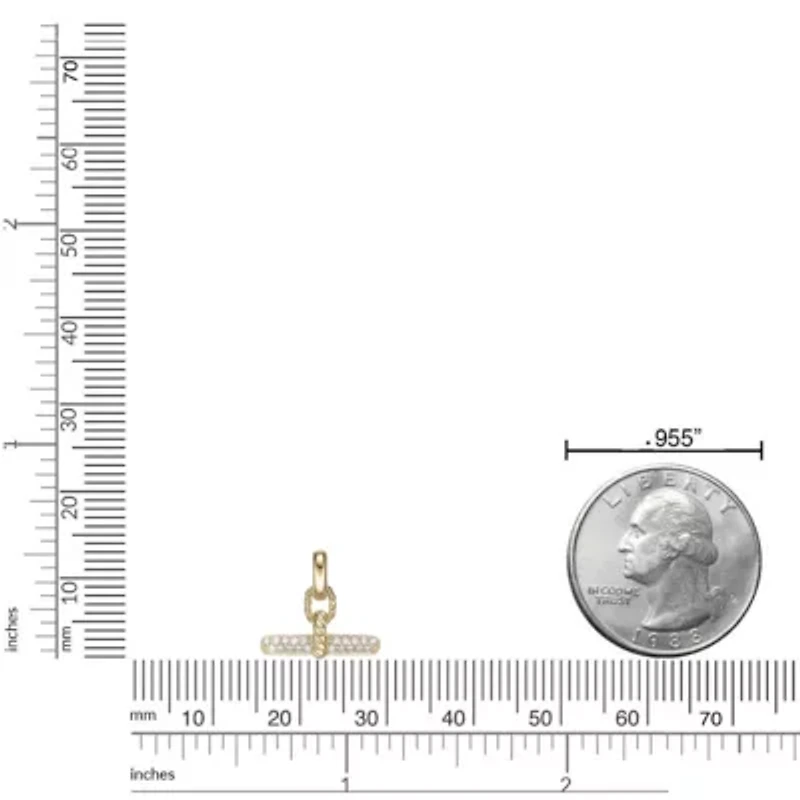 Lab Created 18k Gold Plated Sterling Silver 1/8 cttw. Lab Grown Diamond Toggle Pendan Necklace