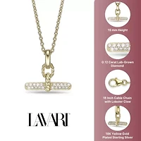 Lab Created 18k Gold Plated Sterling Silver 1/8 cttw. Lab Grown Diamond Toggle Pendan Necklace