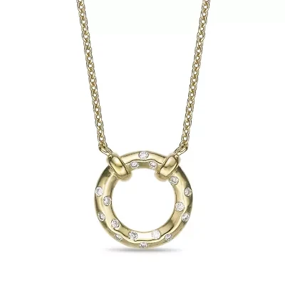 Lab Created 18k Gold Plated Sterling Silver 1/8 cttw. Lab Grown Diamond Circle Pendant Necklace