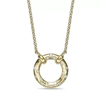 Lab Created 18k Gold Plated Sterling Silver 1/8 cttw. Lab Grown Diamond Circle Pendant Necklace