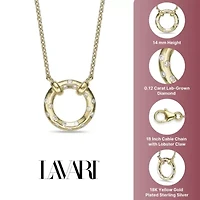 Lab Created 18k Gold Plated Sterling Silver 1/8 cttw. Lab Grown Diamond Circle Pendant Necklace