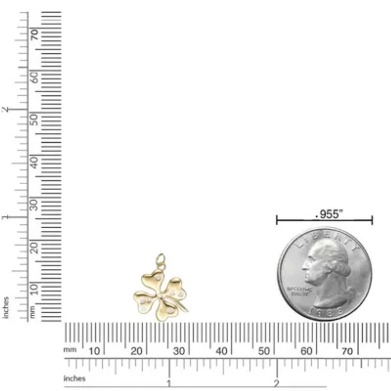 Lab Created 18k Gold Plated Sterling Silver Lab Grown Diamond Accent Four Leaf Clover Pendant Necklace