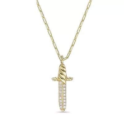 Lab Created 18k Gold Plated Sterling Silver 1/6 ct. t.w. Lab Grown Diamond Sword Pendant Necklace