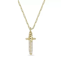 Lab Created 18k Gold Plated Sterling Silver 1/6 ct. t.w. Lab Grown Diamond Sword Pendant Necklace