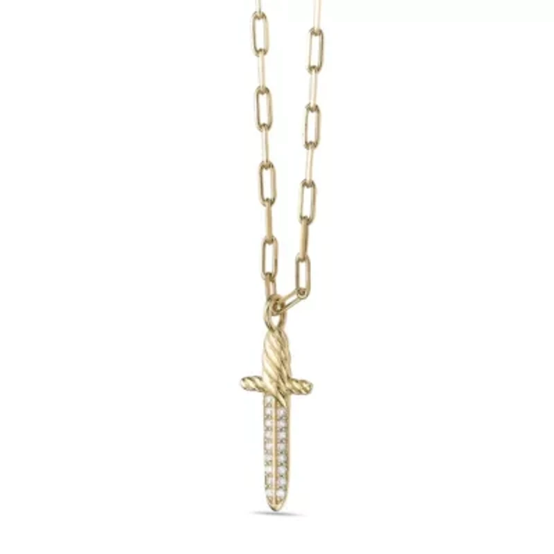 Lab Created 18k Gold Plated Sterling Silver 1/6 ct. t.w. Lab Grown Diamond Sword Pendant Necklace