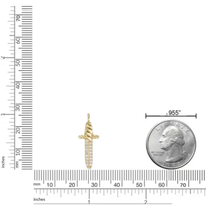 Lab Created 18k Gold Plated Sterling Silver 1/6 ct. t.w. Lab Grown Diamond Sword Pendant Necklace