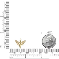 Lab Created 18k Gold Plated Sterling Silver 1/10 cttw. Lab Grown Diamond Angel Pendant Necklace