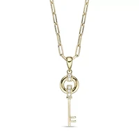 Lab Created 18k Gold Plated Sterling Silver Lab Grown Diamond Accent Key Pendant Necklace