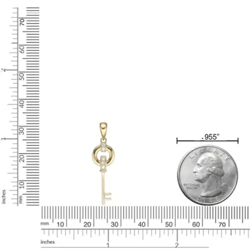 Lab Created 18k Gold Plated Sterling Silver Lab Grown Diamond Accent Key Pendant Necklace