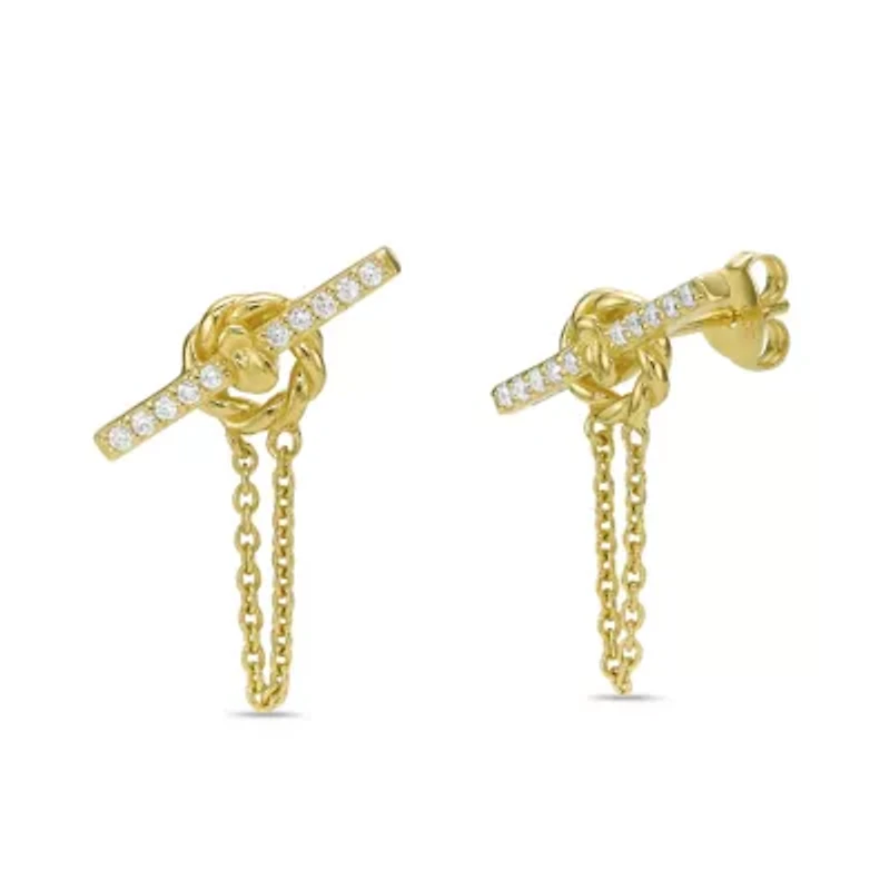 Lab Created 18k Gold Plated Silver 1/6 CTTW Lab Grown Diamond Dangle Toggle Earrings