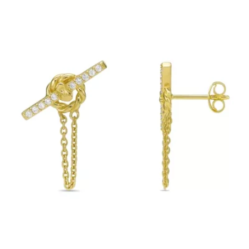Lab Created 18k Gold Plated Silver 1/6 CTTW Lab Grown Diamond Dangle Toggle Earrings