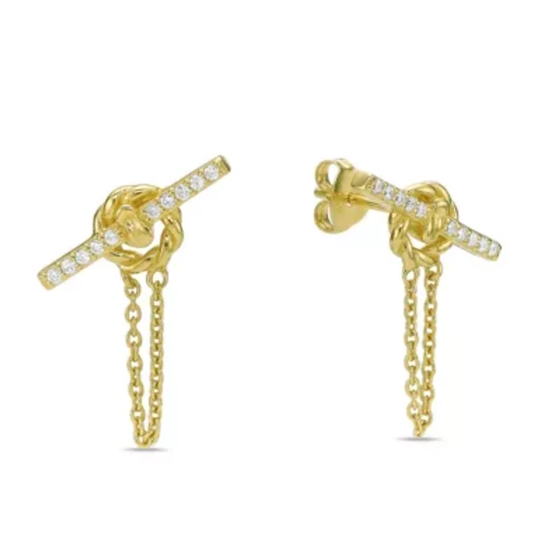 Lab Created 18k Gold Plated Silver 1/6 CTTW Lab Grown Diamond Dangle Toggle Earrings