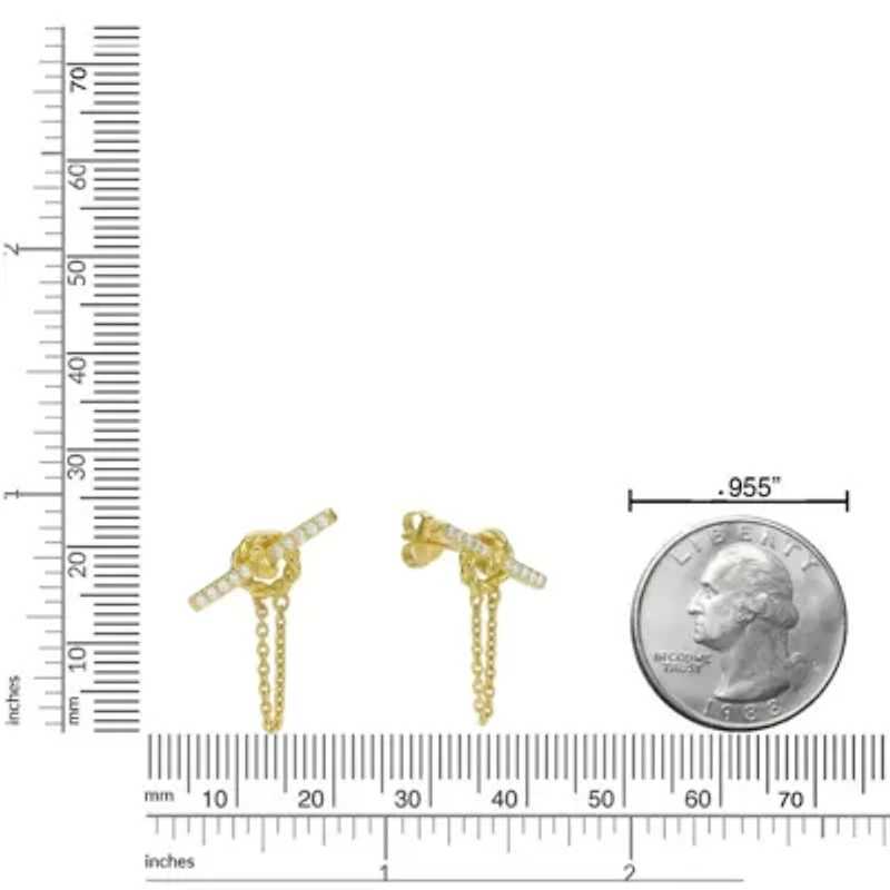 Lab Created 18k Gold Plated Silver 1/6 CTTW Lab Grown Diamond Dangle Toggle Earrings