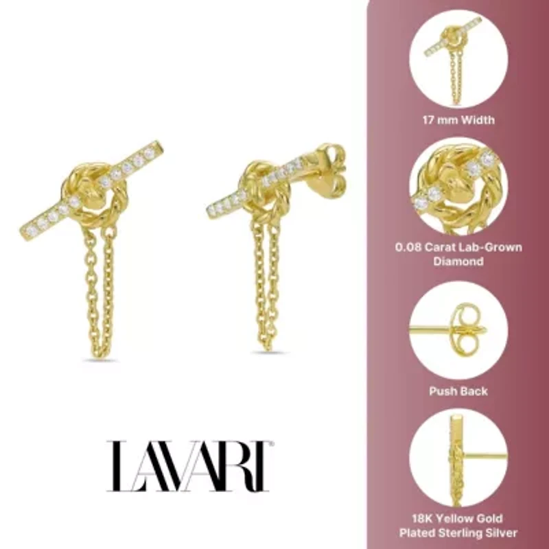 Lab Created 18k Gold Plated Silver 1/6 CTTW Lab Grown Diamond Dangle Toggle Earrings