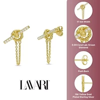 Lab Created 18k Gold Plated Silver 1/6 CTTW Lab Grown Diamond Dangle Toggle Earrings