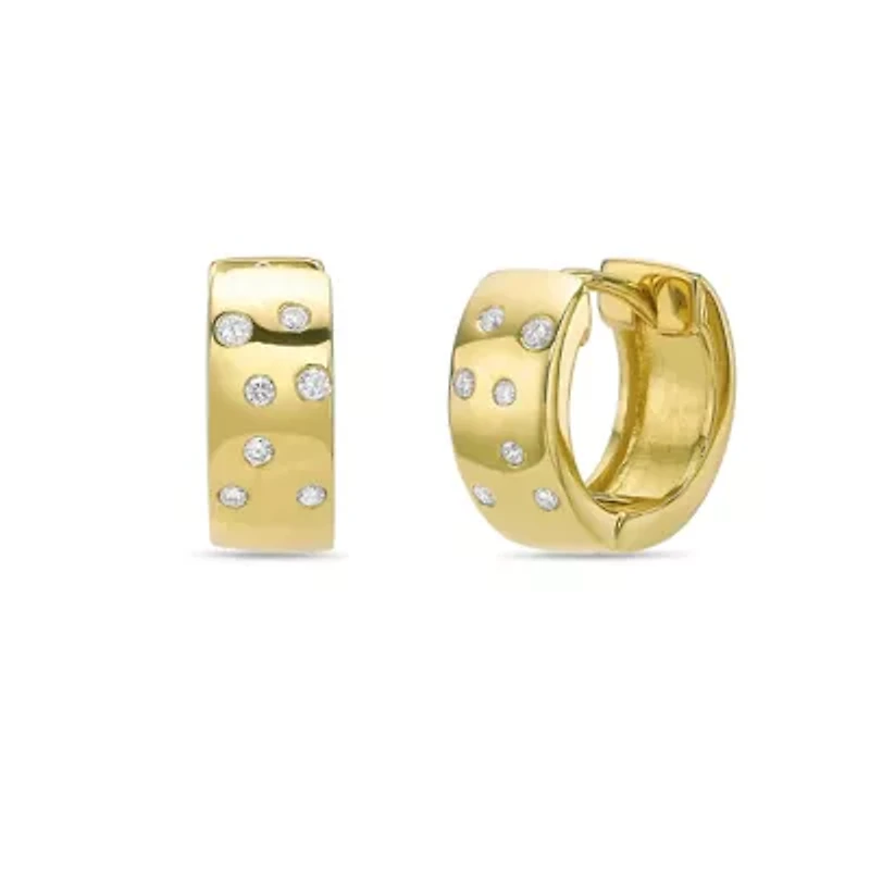 Lab Created 18k Gold Plated Silver 1/8 CTTW Lab Grown Diamond Hoop Earrings