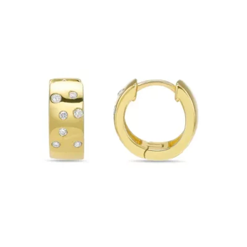 Lab Created 18k Gold Plated Silver 1/8 CTTW Lab Grown Diamond Hoop Earrings