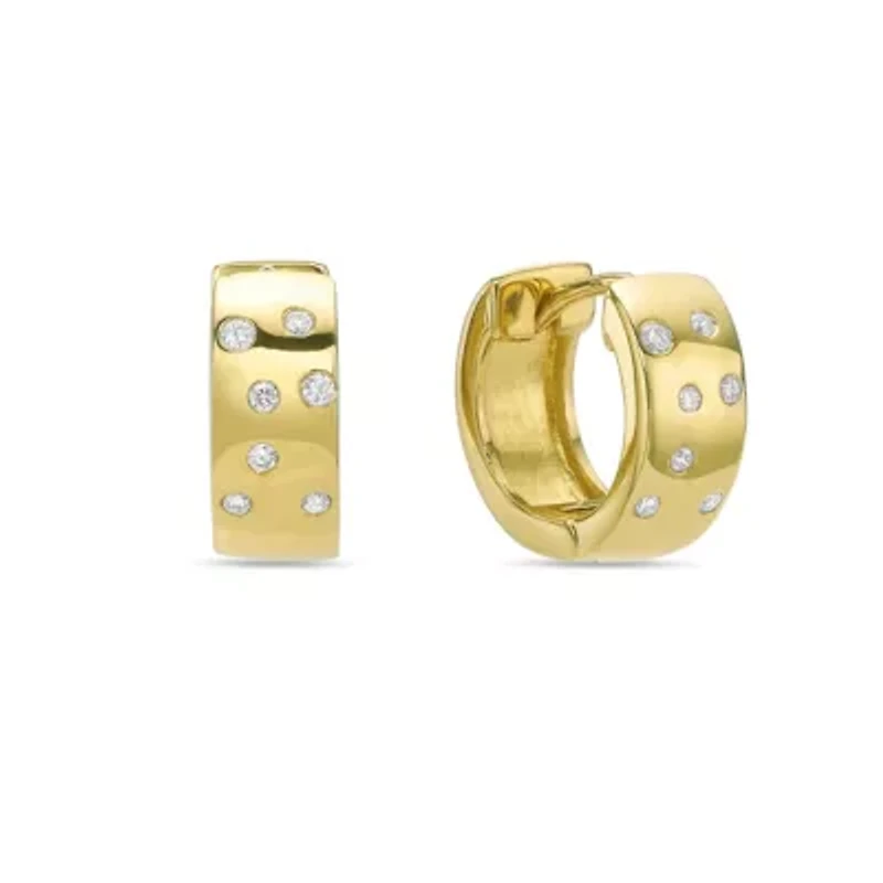 Lab Created 18k Gold Plated Silver 1/8 CTTW Lab Grown Diamond Hoop Earrings