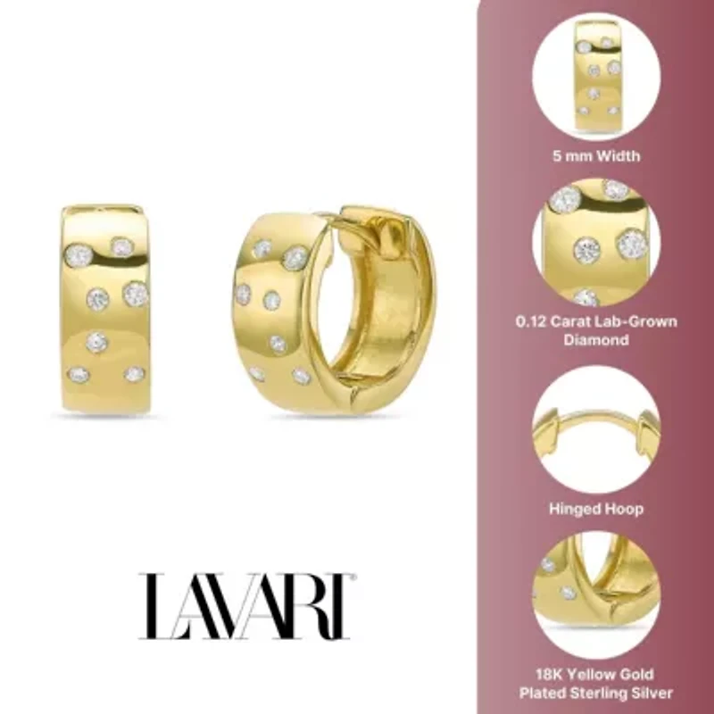 Lab Created 18k Gold Plated Silver 1/8 CTTW Lab Grown Diamond Hoop Earrings
