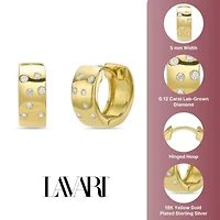Lab Created 18k Gold Plated Silver 1/8 CTTW Lab Grown Diamond Hoop Earrings