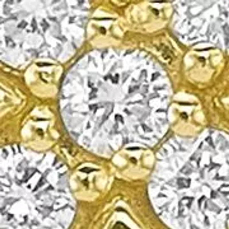 Lab Created 18k Gold Plated Silver 1/10 CTTW Lab Grown Diamond Floral Earrings