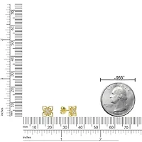 Lab Created 18k Gold Plated Silver 1/10 CTTW Lab Grown Diamond Floral Earrings