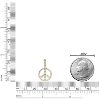 Lab Created 18k Gold Plated Sterling Silver 1/10 cttw. Lab Grown Diamond Peace Symbol Pendant - 18 Inch Box Chain Necklace