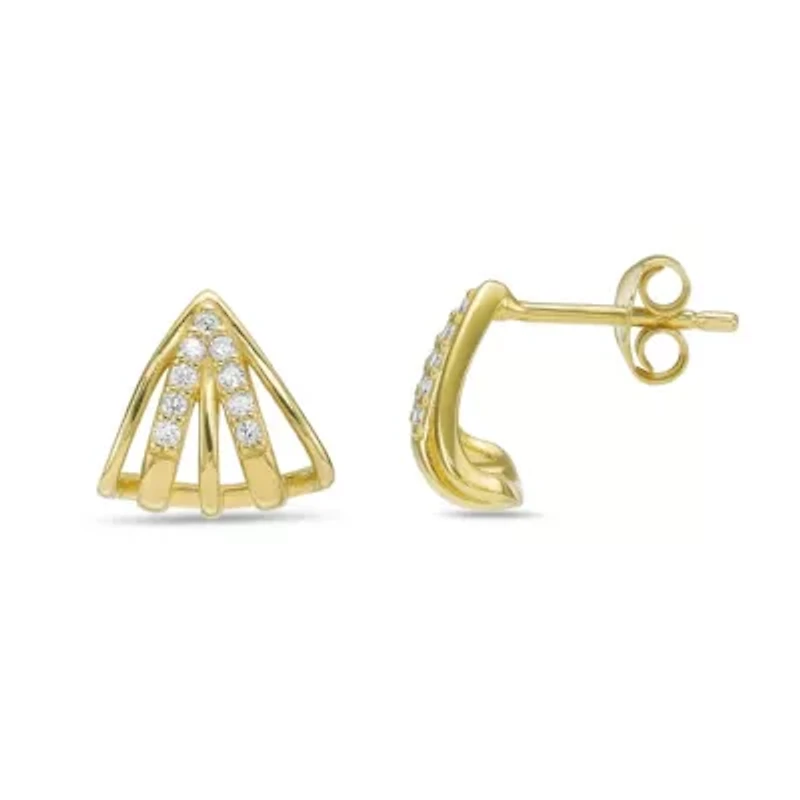 Lab Created 18k Gold Plated Silver 1/8 CTTW Lab Grown Diamond Caged Earrings