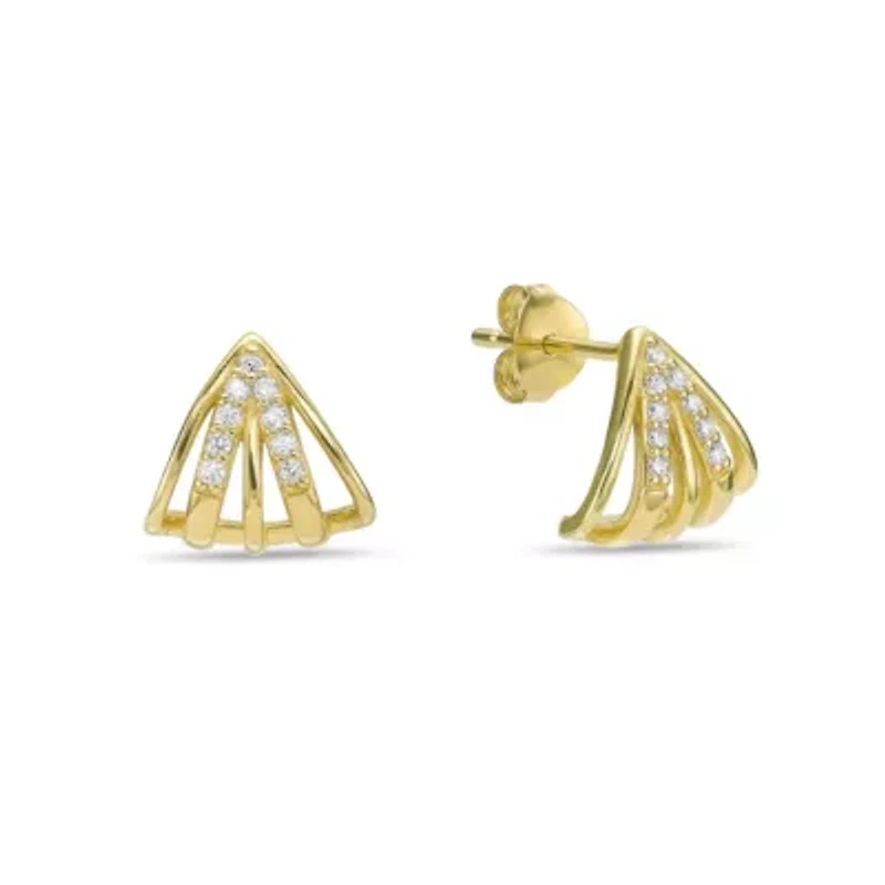 Lab Created 18k Gold Plated Silver 1/8 CTTW Lab Grown Diamond Caged Earrings