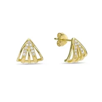 Lab Created 18k Gold Plated Silver 1/8 CTTW Lab Grown Diamond Caged Earrings