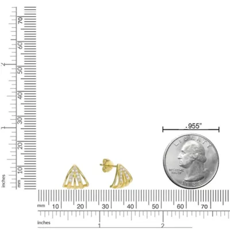 Lab Created 18k Gold Plated Silver 1/8 CTTW Lab Grown Diamond Caged Earrings