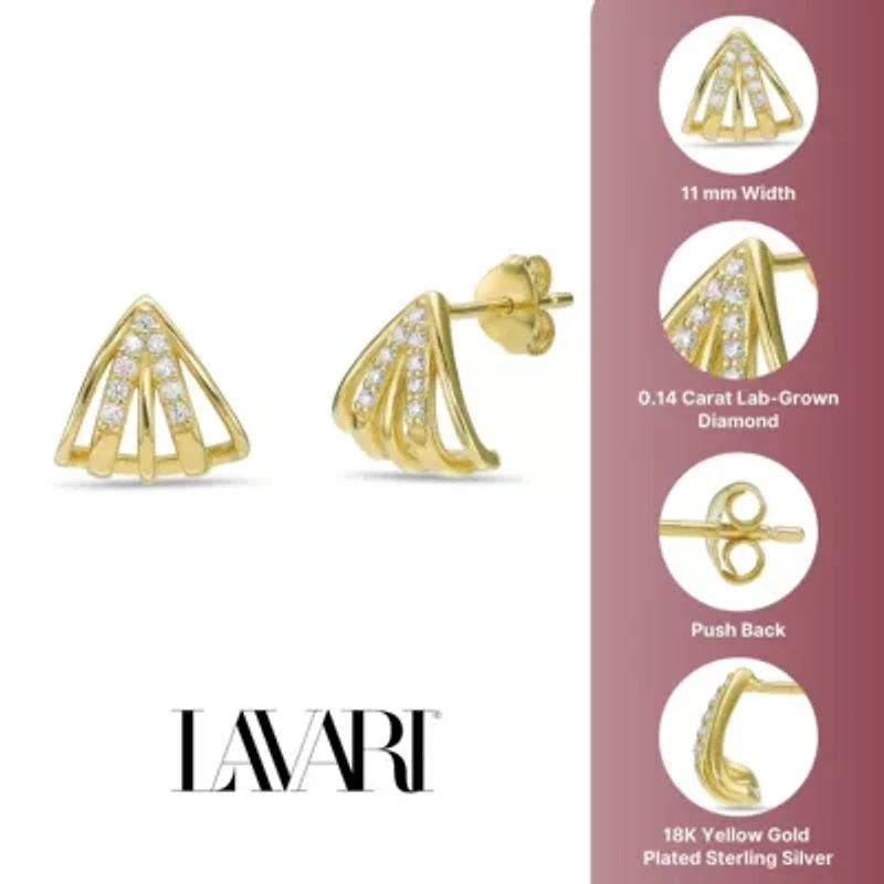 Lab Created 18k Gold Plated Silver 1/8 CTTW Lab Grown Diamond Caged Earrings