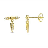 Lab Created 18k Gold Plated Silver 1/10 CTTW Lab Grown Diamond Spike Earrings