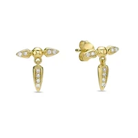 Lab Created 18k Gold Plated Silver 1/10 CTTW Lab Grown Diamond Spike Earrings