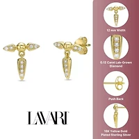 Lab Created 18k Gold Plated Silver 1/10 CTTW Lab Grown Diamond Spike Earrings