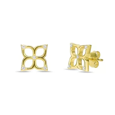 Lab Created 18k Gold Plated Silver 1/8 CTTW Lab Grown Diamond Flower Earrings