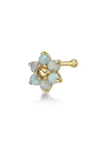 Lila Moon Lab-Created Opal Flower Nose Ring in 14K Gold