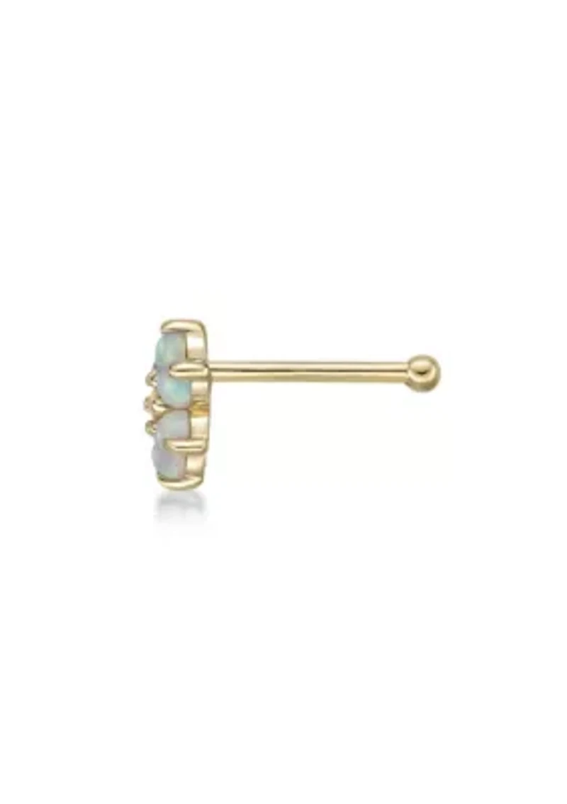 Lila Moon Lab-Created Opal Flower Nose Ring in 14K Gold