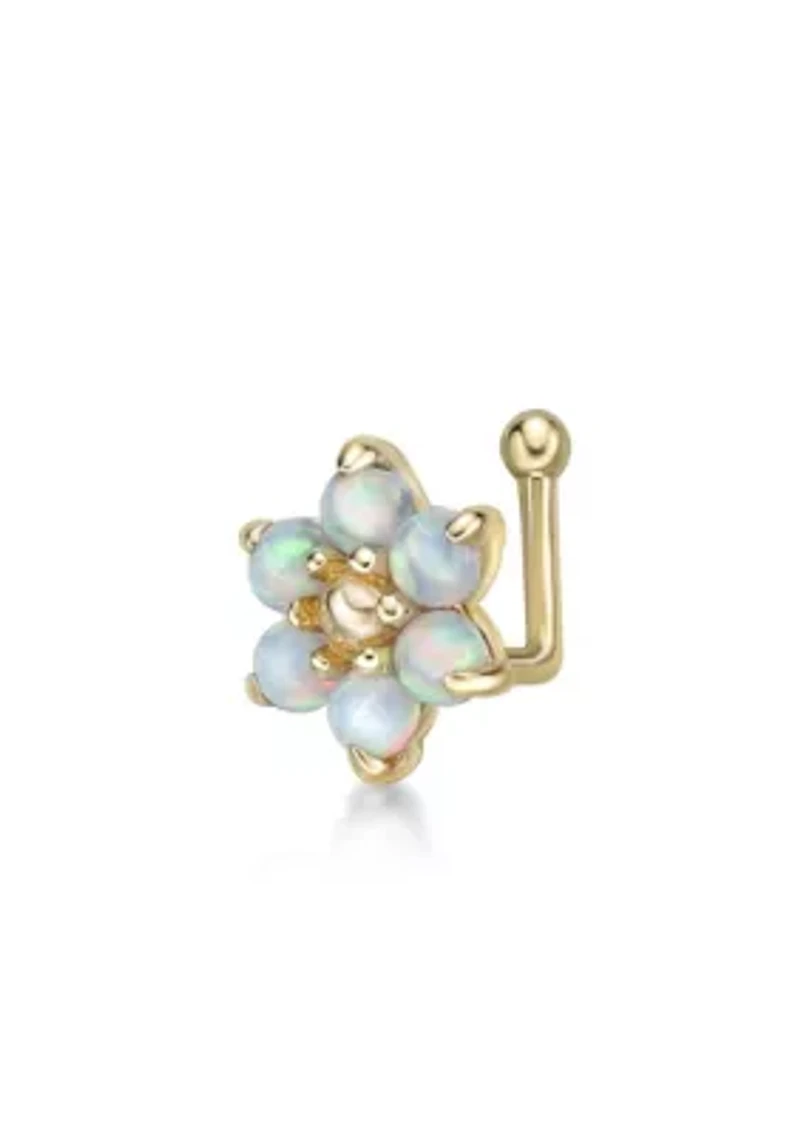 Lila Moon Lab-Created Opal Flower Nose Ring in 14K Gold